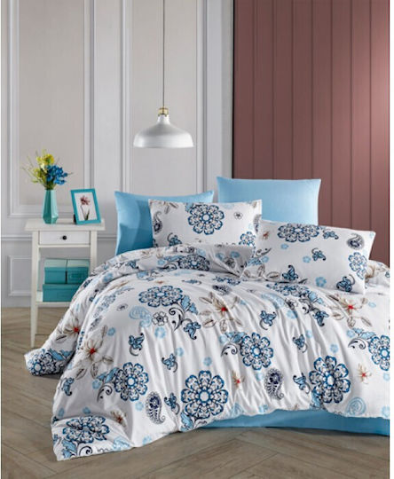 Mc Decor Set Duvet Cover Olezka Cotton 160x240cm Single with Pillowcase Blue