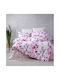 Mc Decor Duvet Cover Set Cotton Single with Pillowcase 160x240 Flower Lila