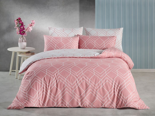 Mc Decor Set Duvet Cover Anella Cotton 160x240cm Single with Pillowcase Pink MCL KPPM 048