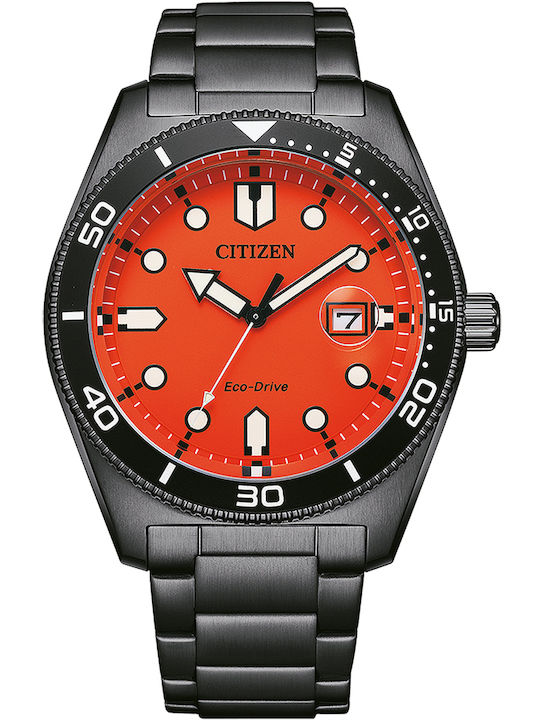 Citizen Herrenuhr 43mm Solar mit Schwarz Metallarmband