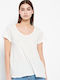 Funky Buddha Damen Sportlich T-shirt mit V-Ausschnitt Weiß