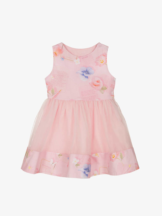 Lapin Παιδικό Φόρεμα Floral Αμάνικο Ροζ