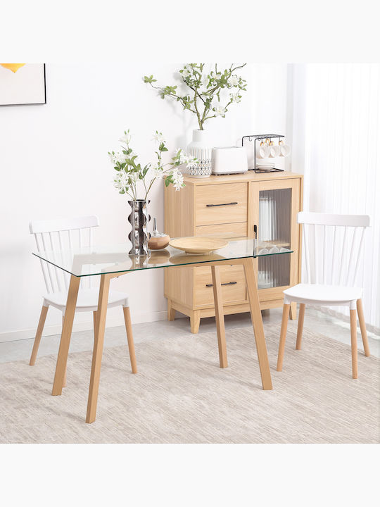 Table Dining Room with Glass Surface 120x60x76cm