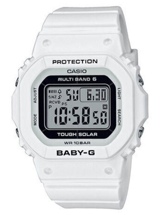 Casio Digital Herrenuhr 38mm Batterie mit Weiß Kautschukarmband