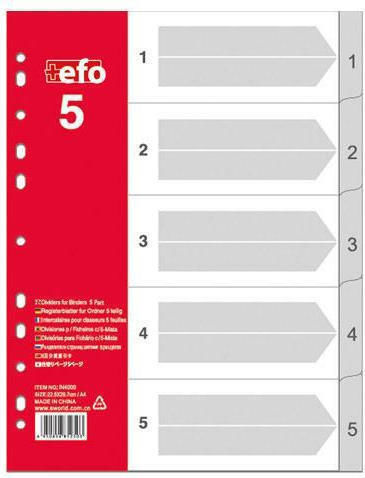 +Efo Πλαστικά Διαχωριστικά για Έγγραφα A4 με Τρύπες 5τμχ