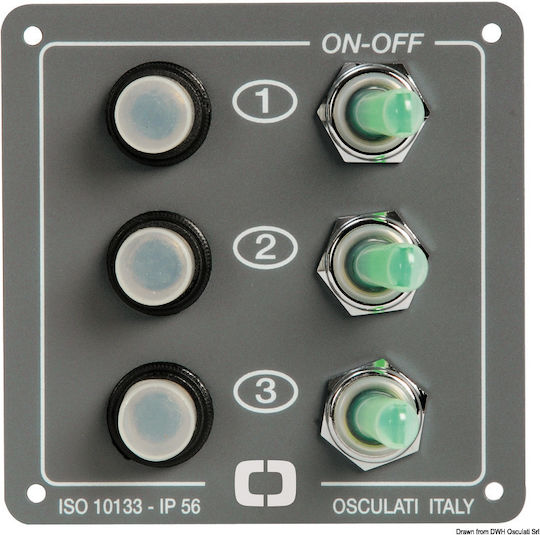 Osculati Boat Switch with Panels with 3 Switches