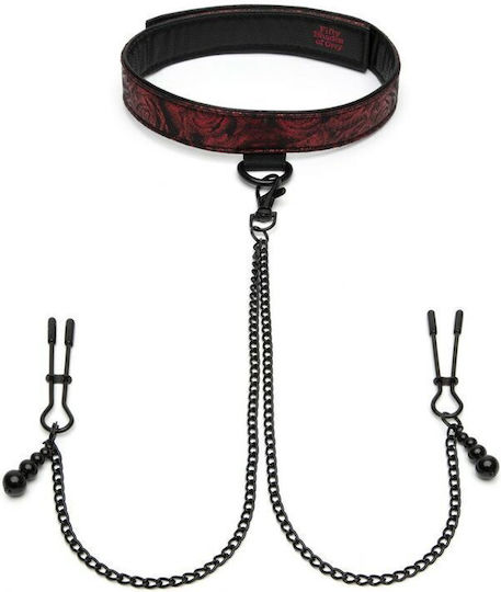 Fifty Shades of Grey BDSM Accessory Sweet Anticipation Collar Nipple Clamps Red