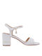 Exe Women's Sandals with Ankle Strap White with Chunky Medium Heel