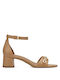 Tamaris Synthetic Leather Women's Sandals with Ankle Strap Camel with Chunky Medium Heel 1-28323-20 310