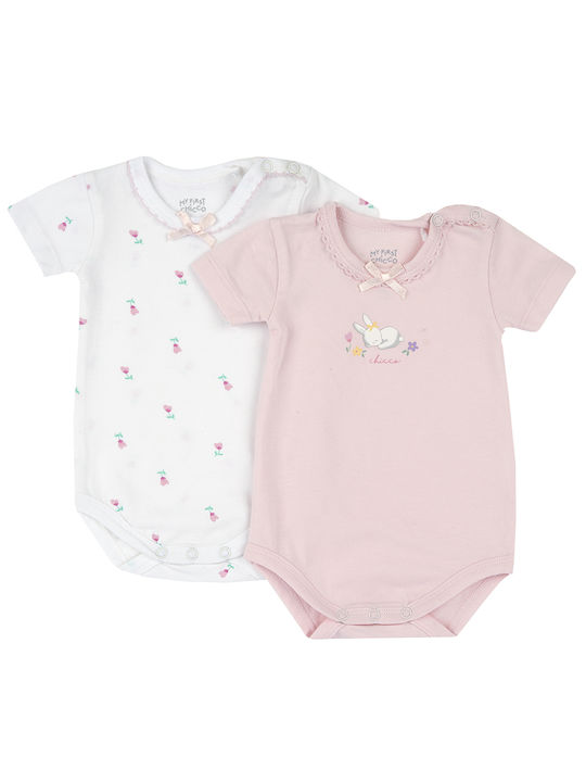 Chicco Baby Bodysuit Underwear Set Short-Sleeved Pink