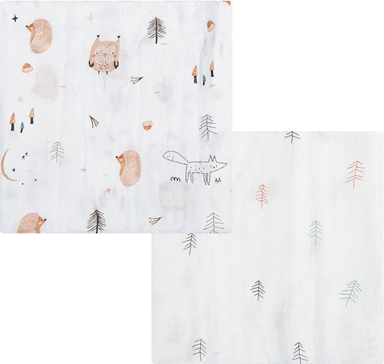Bimbidreams Wonderland Muslin Swaddle Wraps White 120x120cm. 2pcs