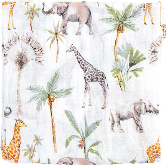 Bimbidreams Africa Πάνα Αγκαλιάς από Μουσελίνα Λευκό 120x120εκ.