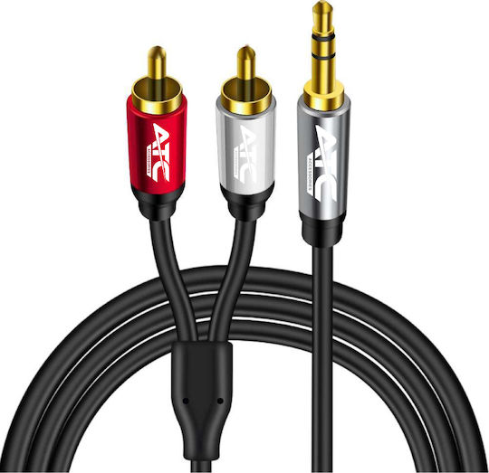 ATC Καλώδιο Ήχου 3.5mm male - 2x RCA male Μαύρο 1.5m με Επίχρυσους Ακροδέκτες 02.008.0127