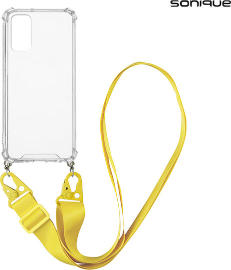 Sonique Strap Armor Umschlag Rückseite Silikon mit Band Transparent / Yellow (Galaxy A13 5G)