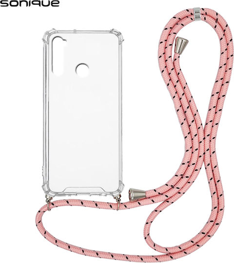 Sonique Armor Back Cover Σιλικόνης με Λουράκι Transparent / Rainbow Pink (/ Redmi Note 8)