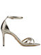 Tamaris Leather Women's Sandals with Ankle Strap Light Gold with Thin High Heel