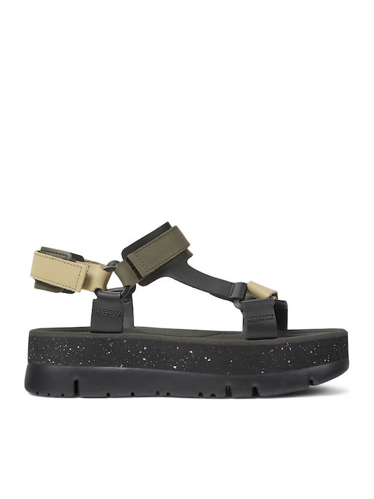 Camper Oruga Up Γυναικεία Σανδάλια Flatforms Μαύρα