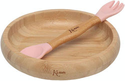 Kiokids Feeding Set made of Bamboo Pink 2pcs