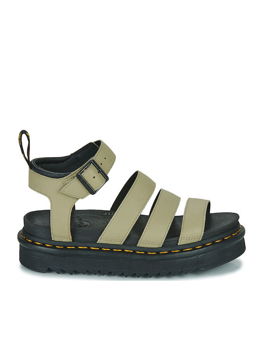 Blaire Δερμάτινα Γυναικεία Σανδάλια Flatforms Πράσινα