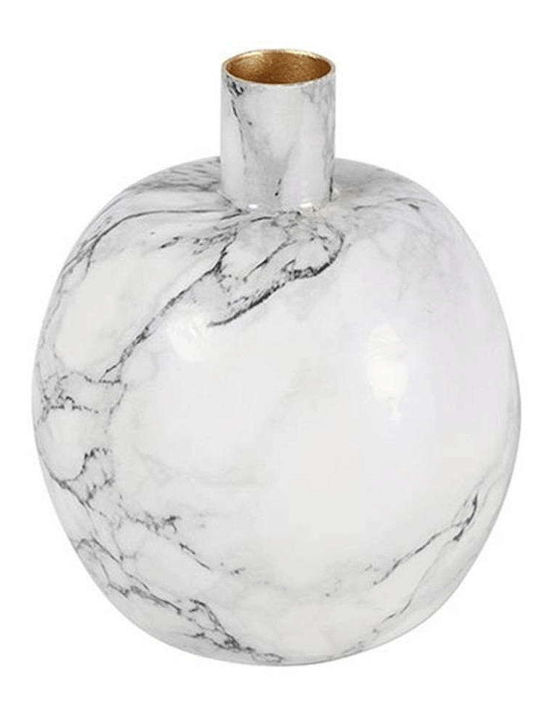 Atmosphera Κηροπήγιο Μεταλλικό Marble Λευκό 11x11x13εκ.