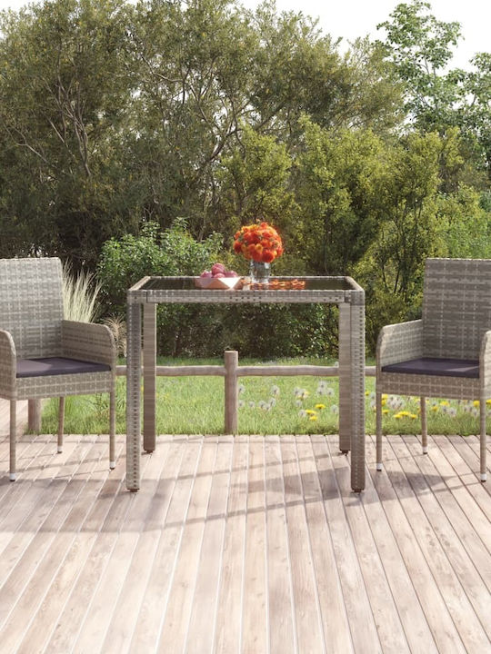 Outdoor Chair Rattan Gray with Cushion 2pcs 48x55x88cm
