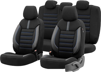 Otom Car Seat Cover Set 11pcs Polyester Limited Design Black / Blue