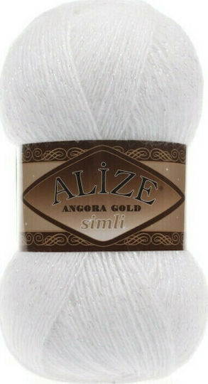Alize Angora Gold Металик Смесен 55 Бял 100м 550гр