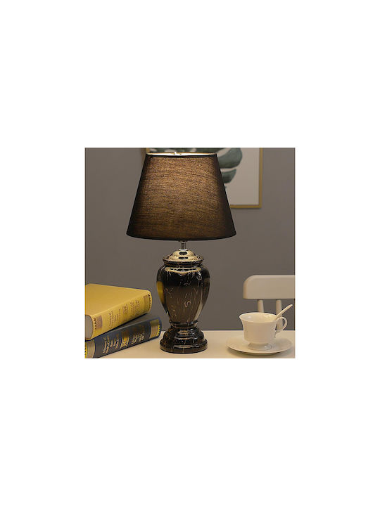 Keskor Ceramic Table Lamp for Socket E27 with Black Shade and Base