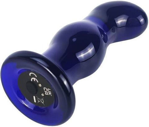 ToyJoy Buttocks The Gleaming Glass Anal Plug mit Vibration Blau 11.5cm