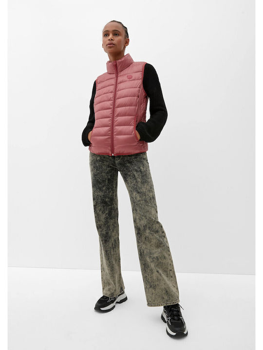 Kurz Damen Ärmellos Puffer Jacke für Winter Rosa