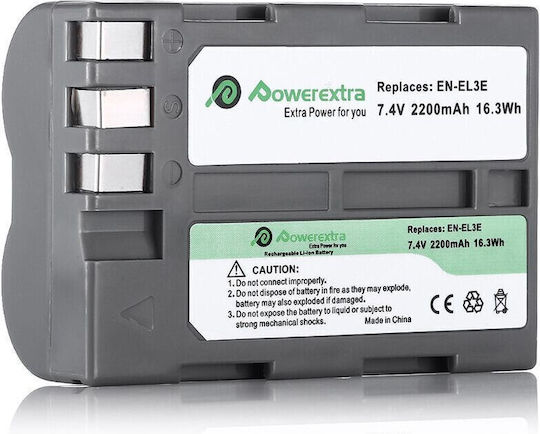 Powerextra Μπαταρία Φωτογραφικής Μηχανής NK-ENEL3E Ιόντων-Λιθίου (Li-ion) 2200mAh Συμβατή με Nikon EN-EL3e