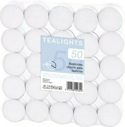 Teelichter in Weiß Farbe (bis zu 4 Brennstunden ) 50Stück
