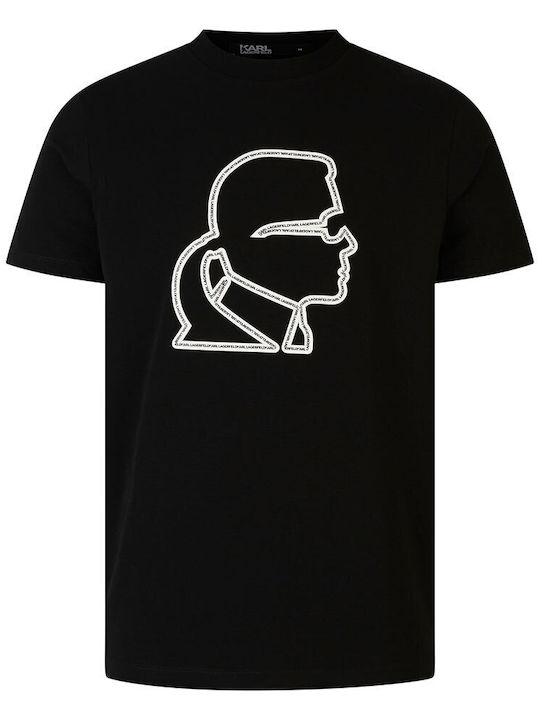 Karl Lagerfeld T-shirt Bărbătesc cu Mânecă Scurtă Negru