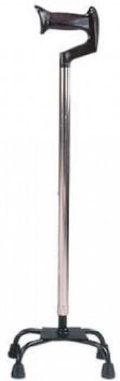 SuperOrtho Vierfußstock Gehstütze mit Anatomischem Griff Silber S74096