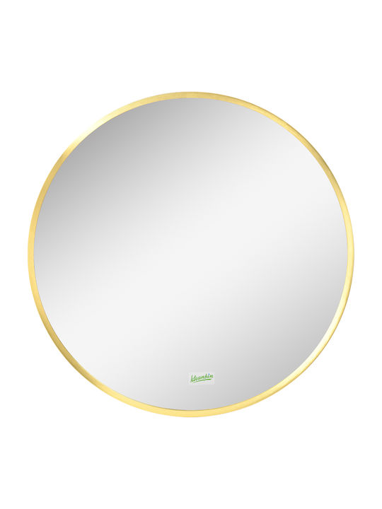 Kleankin 834-394V01GD Round Bathroom Mirror made of Metal 50x50cm Gold