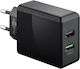 Goobay Φορτιστής Χωρίς Καλώδιο με 2 Θύρες USB-A 28W Quick Charge 3.0 Μαύρος (44956)