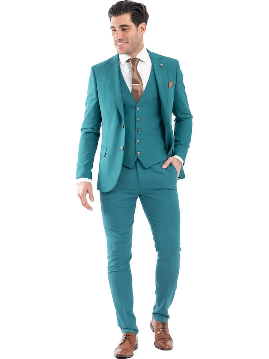 Vittorio Artist de vară Costum Bărbați Cu vestă Petrol