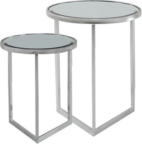 Round Zigon Set Glass Silver 2 Pieces M48xW48xH60cm