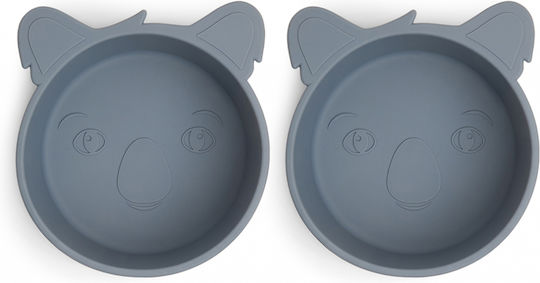 Nuuroo Baby Food Bowl Made of Silicone Blue 2 Pieces