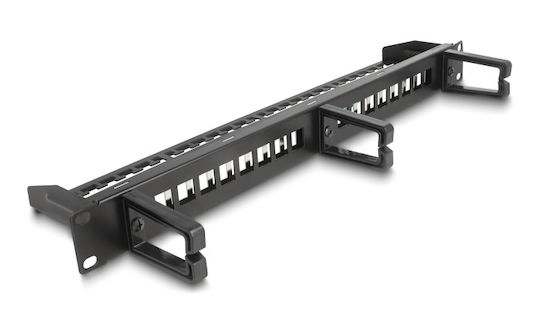 DeLock Patch Panel Keystone για Rack 1U 19" 16 Θυρών Μαύρο