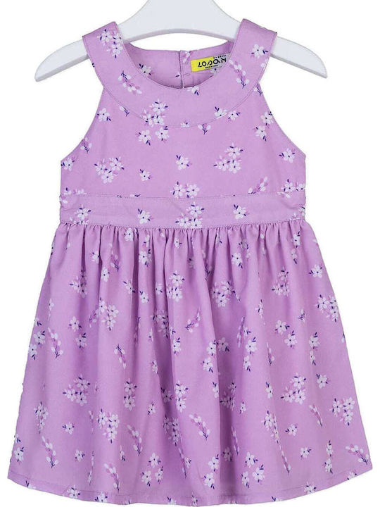 Rochie Fete Fără Mâneci Model Floral Lila