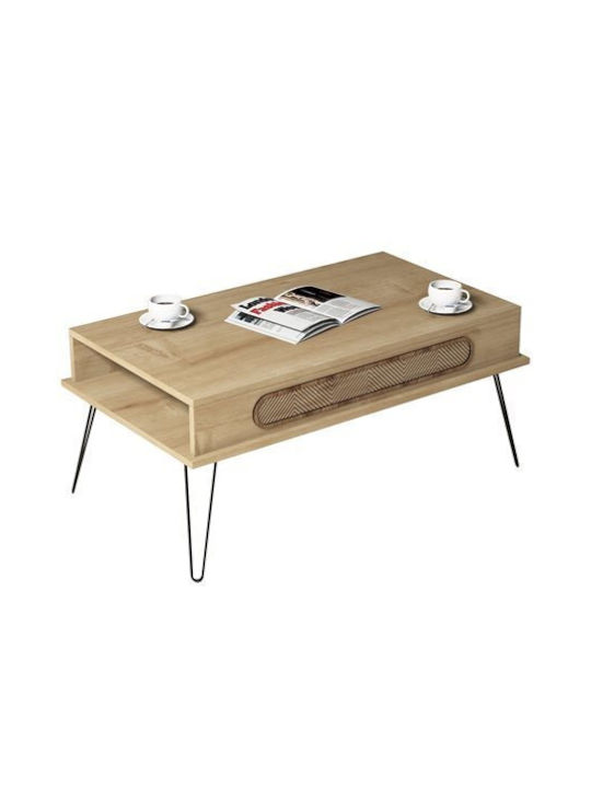 Rectangular Wooden Coffee Table Natural L105xW56xH45.8cm