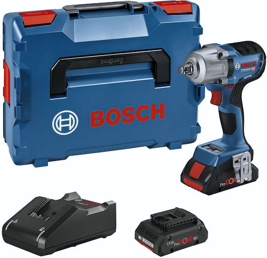 Bosch GDS 18V-450 HC Impact Wrench Battery 18V 2x4Ah with Socket 1/2"