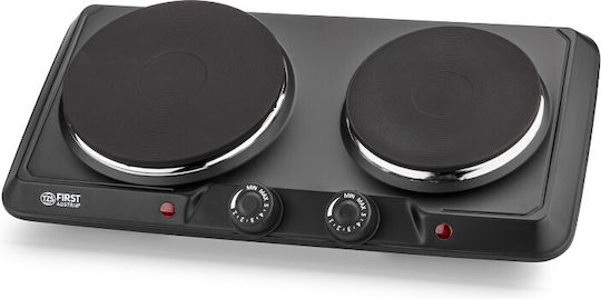 First Austria Enamel Countertop Double Burner Black