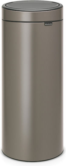 Brabantia Κάδος Touch New Απορριμμάτων Μεταλλικός με Πεντάλ Platinum 30lt