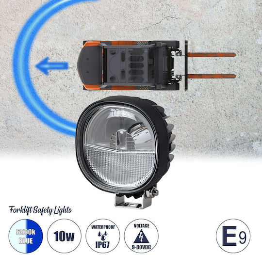 GloboStar Rundς Wasserdicht Scheinwerfer Auto LED 10W 12.5cm mit Blau Beleuchtung 1Stück