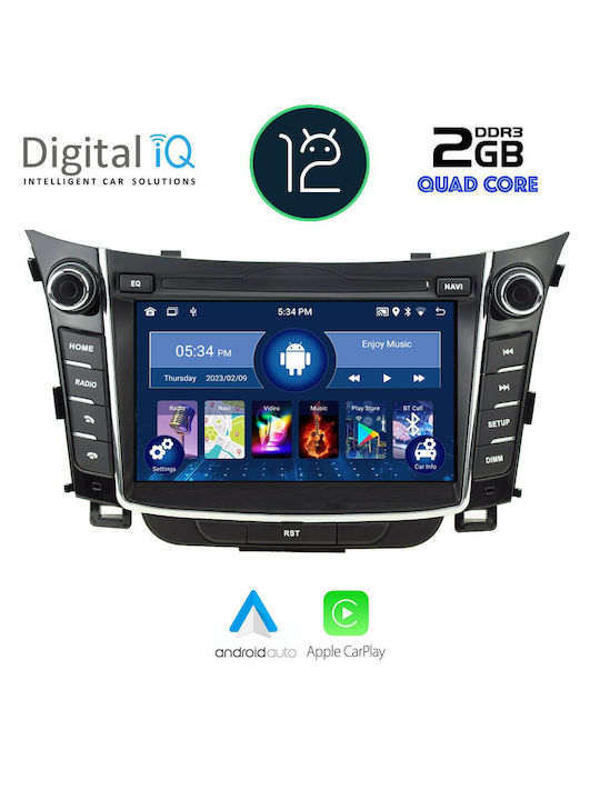 Digital IQ Car Audio System for Hyundai i30 2012-2017 (Bluetooth/USB/AUX/WiFi/GPS/Apple-Carplay/CD) with Touch Screen 7"