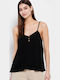 FBL007-11617 Women's Athletic Blouse with Straps with V Neckline Black