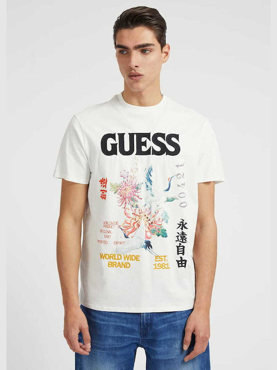 Guess Ανδρικό T-shirt Λευκό Floral