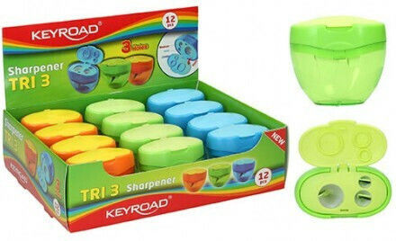 Keyroad Kunststoff Dreifach Anspitzer (Μiverse Farben) 1Stück